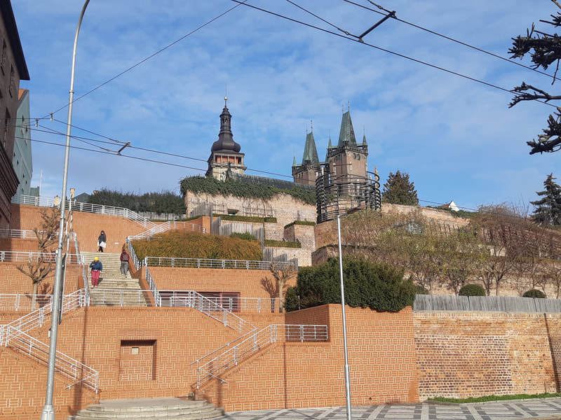 Stunning spires atop defense walls in Hradec Kralove