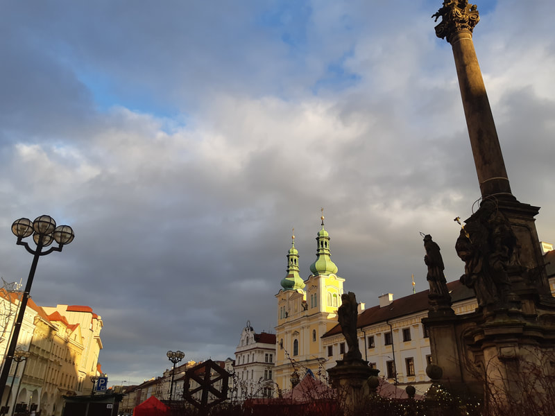 Sunlight on "Great Square" (Velké Náměstí) in Hradec Kralove