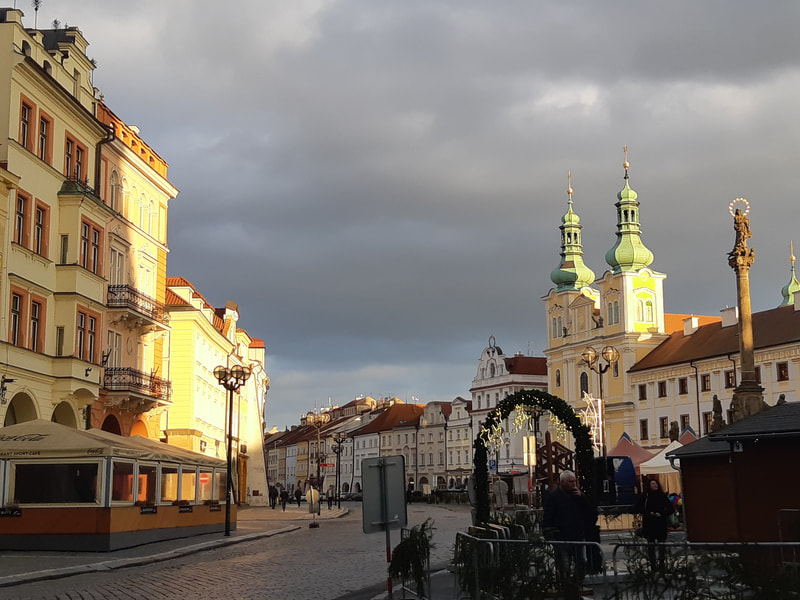 Sunlight on "Great Square" (Velké Náměstí) in Hradec Kralove