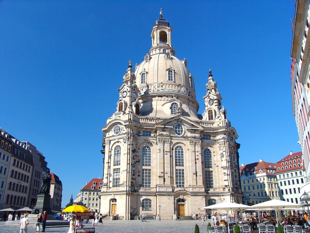 The Frauenkirche's dome is one of the largest in Europe, called the “Stone Bell.” Image by Hans Hansen from Pixabay.